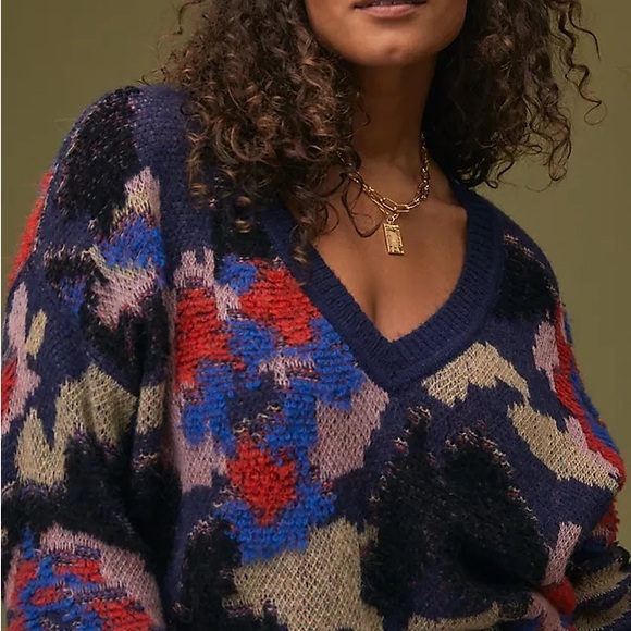 Anthropologie Multicolor V-Neck Sweater - Picture 4 of 12